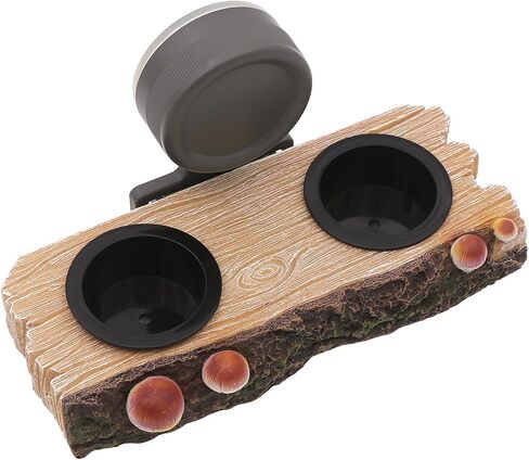 AQUA KT Reptile Gecko Feeding Ledge Food Water Double Bowl with Suction Cup for Terrarium Habitat Snake Lizard Bearded Dragon Chameleon Turtle Feeder Tank Accessory in Kuwait