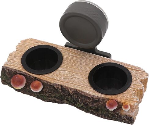AQUA KT Reptile Gecko Feeding Ledge Food Water Double Bowl with Suction Cup for Terrarium Habitat Snake Lizard Bearded Dragon Chameleon Turtle Feeder Tank Accessory in Kuwait