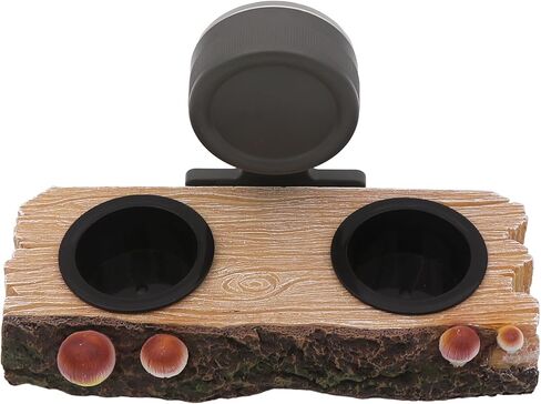 AQUA KT Reptile Gecko Feeding Ledge Food Water Double Bowl with Suction Cup for Terrarium Habitat Snake Lizard Bearded Dragon Chameleon Turtle Feeder Tank Accessory in Kuwait