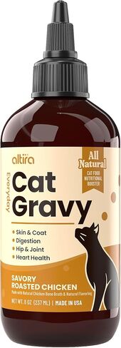 Everyday Cat Gravy - Wet Cat Food Topper for Dry Food and Wet Food with Chicken Bone Broth, Glucosamine, MSM, Omega 3 and Probiotics - Skin, Coat, Heart, Hip & Joint Support, 8oz RoastedChicken in Kuwait