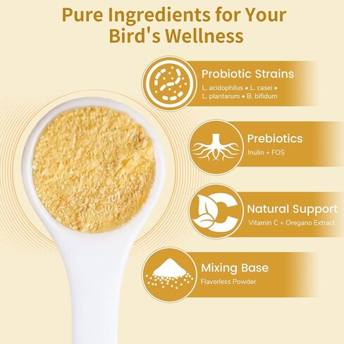 Bird Probiotic Powder for Gut Balance, Digestive & Immune Support – 10 Billion CFU Probiotic + Prebiotic with Vitamin C & Oregano – Molting & Stress Support for All Birds - Parakeet Parrot Cockatiel in Kuwait