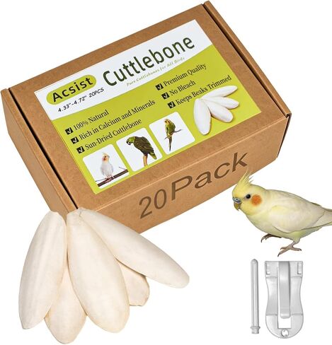 4.3"-4.7" Cuttlebone for Birds,Parakeets Cuddle Bone Beak Trimming,Premium Calcium Natural Cuttlefish Bone for Parrot,Cockatiel,Budgie,Tortoise, Snails,Reptiles,20 Pcs in Kuwait
