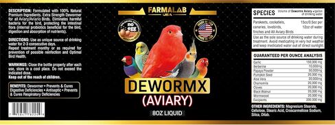سائل DEWORMX بقوة إضافية 8 أونصة لطيور البادجي والببغاء والعصافير وطيور الحب الصغيرة في أقفاص in Kuwait