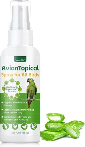 Avian Care Topical Spray for All Birds, Aloe Vera Bird Spray for Dry Itchy Skin, Molting and Feather Stress Support, Gentle Topical Care for Skin Comfort and Healthier Looking Plumage, Daily Use in Kuwait
