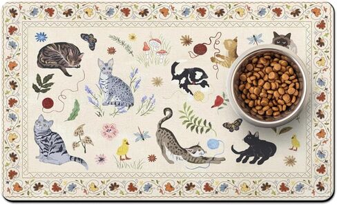 Dog Food Mats for Floors Absorbent, Non-Slip Quick Dry Dog Mat for Food and Water, Cat Pet Food Mat Pet Supplies in Kuwait
