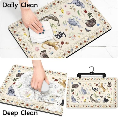 Dog Food Mats for Floors Absorbent, Non-Slip Quick Dry Dog Mat for Food and Water, Cat Pet Food Mat Pet Supplies in Kuwait