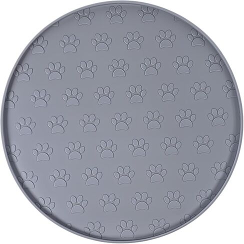 Silicone Pet Food Mat, Dog Dish Mat, Dog Cat Food Mats Small, Silicone Mats for Dogs Bowls, Waterproof Non-Slip Dogs Cat Water Bowl Placemat with Raised Edge, Gray in Kuwait