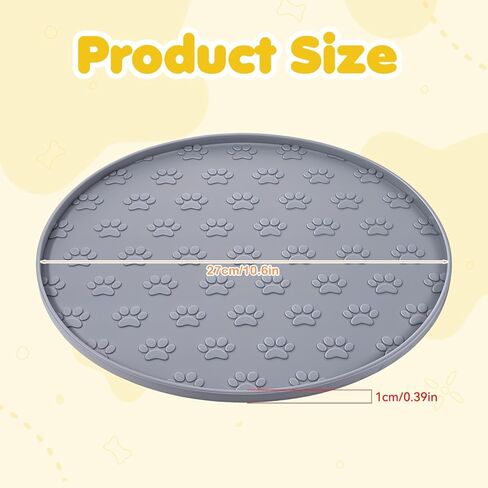 Silicone Pet Food Mat, Dog Dish Mat, Dog Cat Food Mats Small, Silicone Mats for Dogs Bowls, Waterproof Non-Slip Dogs Cat Water Bowl Placemat with Raised Edge, Gray in Kuwait