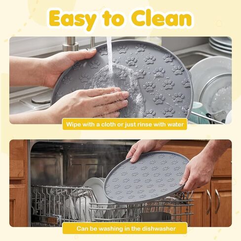 Silicone Pet Food Mat, Dog Dish Mat, Dog Cat Food Mats Small, Silicone Mats for Dogs Bowls, Waterproof Non-Slip Dogs Cat Water Bowl Placemat with Raised Edge, Gray in Kuwait