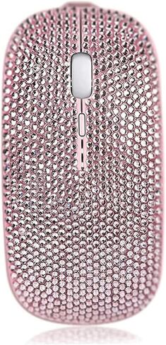 Bling Wireless Mouse for Girls, Pink Rhinestone Coverd Computer Mouse with USB Receiver, Sparkly Cute Flat Mice for Laptop, PC, Notebook, MacBook Gifts in Saudi Arabia