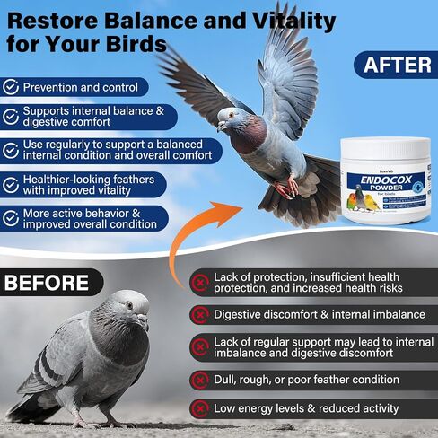 Bird Wellness Support Powder for Pigeons Canary Finches Parakeets Cockatiels Parrots & Aviary Birds | Daily Drinking Water Additive | Helps Maintain Digestive Balance & Overall Vitality in Saudi Arabia