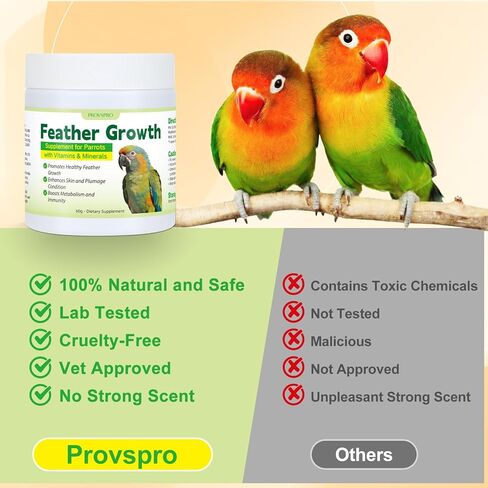 Parrot Feather Growth Supplement with Vitamins & Minerals Bird Feather Support Powder for Healthy Plumage Skin Condition Metabolism Support for Parrots and Companion Birds 60g in Kuwait