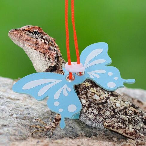 Totority Adjustable Wing-Shaped Lizard Harness Leash, Blue Reptile Harness Kit for Bearded Dragon and Gecko, Outdoor Pet Traction Rope for Small Lizards in Kuwait
