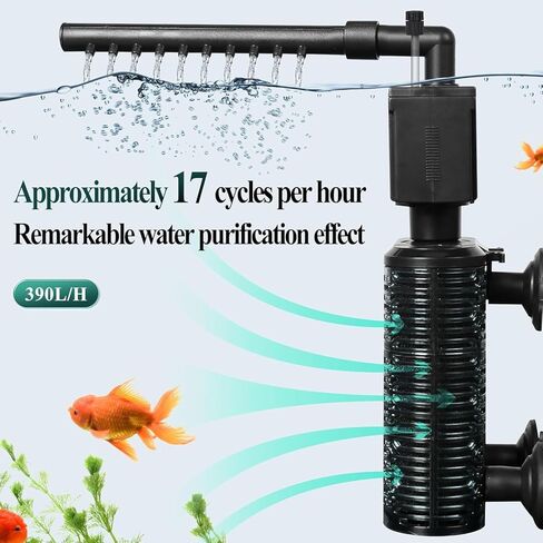 فلتر خزان الأسماك من UPETTOOLS لأحواض السمك سعة 20-40 جالون - فلتر إسفنجي مزدوج فائق الهدوء مع مضخة مياه مدمجة ونظام ترشيح ذو 4 مراحل in Kuwait