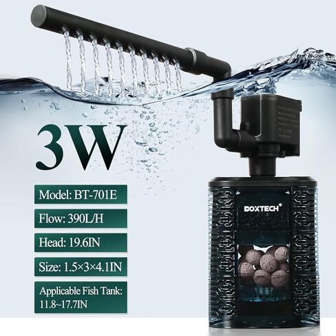 فلتر خزان الأسماك من UPETTOOLS لأحواض السمك سعة 20-40 جالون - فلتر إسفنجي مزدوج فائق الهدوء مع مضخة مياه مدمجة ونظام ترشيح ذو 4 مراحل in Kuwait