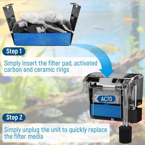 Big Peng AC70 Aquarium Filter Media Maintenance Kit Compatible with Aquaclear Fluval AC70 Power Filters, Includes 1 Blue Foam, 2 Activated Carbon, 1 BioMax Pellets, 2 Intake Strainer Sponge in Kuwait