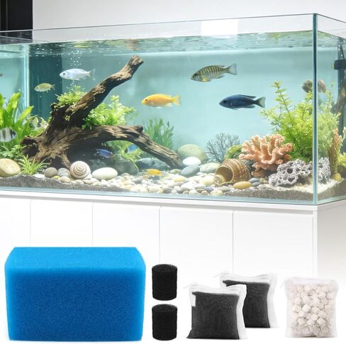 Big Peng AC70 Aquarium Filter Media Maintenance Kit Compatible with Aquaclear Fluval AC70 Power Filters, Includes 1 Blue Foam, 2 Activated Carbon, 1 BioMax Pellets, 2 Intake Strainer Sponge in Kuwait