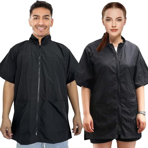 Gliitatu 2Pack Grooming Smock for Dog Groomers Barber Jacket Smocks Hairstylist Smocks Jacket with Full Zipper for Women Men in Kuwait