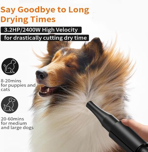 PETNF Dog Dryer for Pet Grooming, Dog Hair Dryer Blower Dog Blow Dryer High Velocity Air Forced Blow Dryer for Large Dogs,Noise Reduction Pet Hair Dryer 3.2HP Adjustable Speed Temp Dogs Grooming Bath in Kuwait