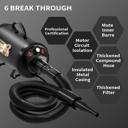 PETNF Dog Dryer for Pet Grooming, Dog Hair Dryer Blower Dog Blow Dryer High Velocity Air Forced Blow Dryer for Large Dogs,Noise Reduction Pet Hair Dryer 3.2HP Adjustable Speed Temp Dogs Grooming Bath in Kuwait