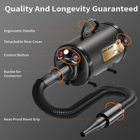 PETNF Dog Dryer for Pet Grooming, Dog Hair Dryer Blower Dog Blow Dryer High Velocity Air Forced Blow Dryer for Large Dogs,Noise Reduction Pet Hair Dryer 3.2HP Adjustable Speed Temp Dogs Grooming Bath in Kuwait