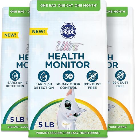 Cat's Pride Ultra Health Monitor Cat Litter, Unscented Micro Crystals (5 LB Bag) – Color Changing pH Indicator for Feline Health Tracking, 30-Day Odor Control, Dust Free and 60% Lighter in Kuwait