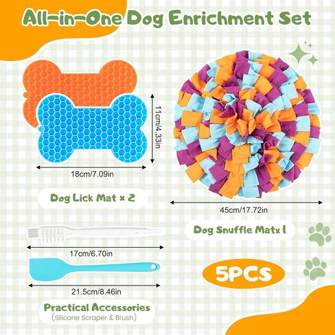 Snuffle Mat for Dogs, 17.7" Slow Feeder Foraging Dog Puzzle Toy for Stress Relief & Smell Training, Interactive Enrichment to Keep Dogs Busy, for Puppy/Medium/Large Breed in Kuwait