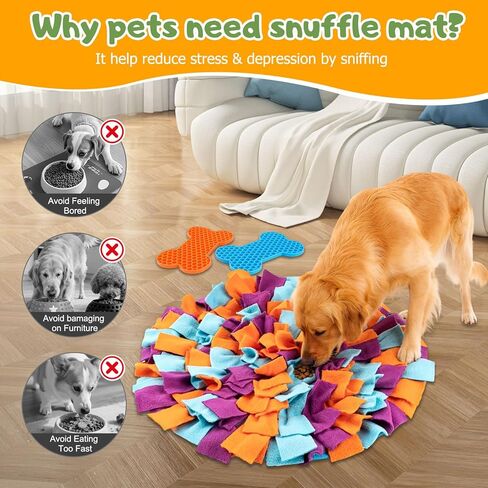Snuffle Mat for Dogs, 17.7" Slow Feeder Foraging Dog Puzzle Toy for Stress Relief & Smell Training, Interactive Enrichment to Keep Dogs Busy, for Puppy/Medium/Large Breed in Kuwait
