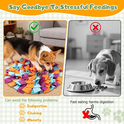 Snuffle Mat for Dogs, 17.7" Slow Feeder Foraging Dog Puzzle Toy for Stress Relief & Smell Training, Interactive Enrichment to Keep Dogs Busy, for Puppy/Medium/Large Breed in Kuwait