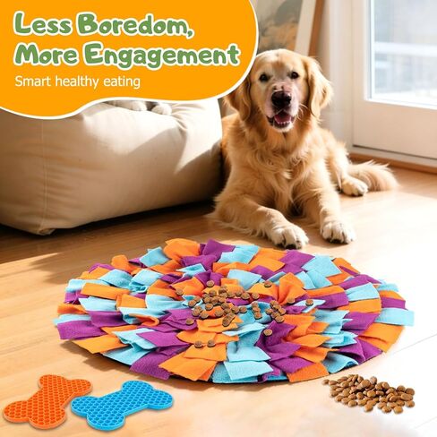 Snuffle Mat for Dogs, 17.7" Slow Feeder Foraging Dog Puzzle Toy for Stress Relief & Smell Training, Interactive Enrichment to Keep Dogs Busy, for Puppy/Medium/Large Breed in Kuwait