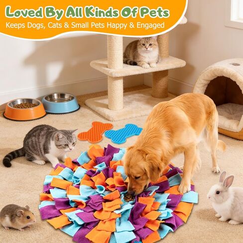 Snuffle Mat for Dogs, 17.7" Slow Feeder Foraging Dog Puzzle Toy for Stress Relief & Smell Training, Interactive Enrichment to Keep Dogs Busy, for Puppy/Medium/Large Breed in Kuwait