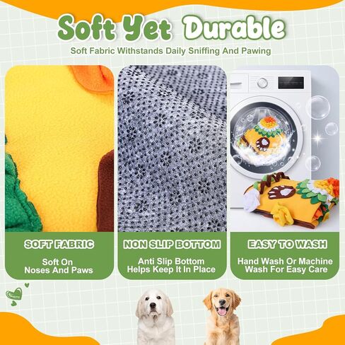 Hsei Large Snuffle Mat for Dogs Set 40'' x 30'' Colorful Nosework Feeding Mat with 5 Squeaky Carrots Cotton and 1 Cotton Rope Toy Interactive Foraging Puzzle for Stress Relief Slow Feeding in Kuwait