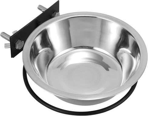 Homoyoyo Hanging Stainless Steel Pet Food Bowl Portable Wear-Resistant Cat Dog Feeder Medium Size with Black Mount for Crate Cage Feeding in Kuwait
