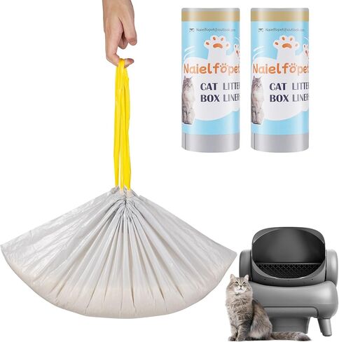40 Count 18" x 12.6" Cat Litter Box Liners, Replaced Trash Bags Fit for Cat Litter Box MW-SC01/MW-SC02/MW-LR01, Drawstring Waste Drawer Liners for Automatic Litter Box in Saudi Arabia
