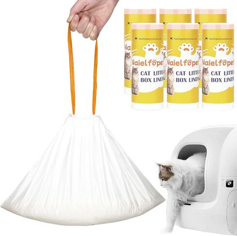 40 Count 18" x 12.6" Cat Litter Box Liners, Replaced Trash Bags Fit for Cat Litter Box MW-SC01/MW-SC02/MW-LR01, Drawstring Waste Drawer Liners for Automatic Litter Box in Saudi Arabia
