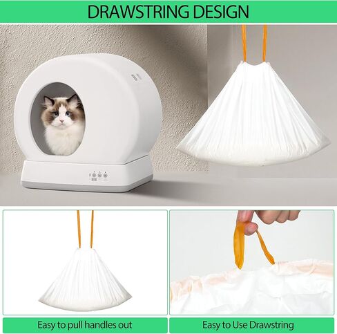 40 Count 18" x 12.6" Cat Litter Box Liners, Replaced Trash Bags Fit for Cat Litter Box MW-SC01/MW-SC02/MW-LR01, Drawstring Waste Drawer Liners for Automatic Litter Box in Saudi Arabia