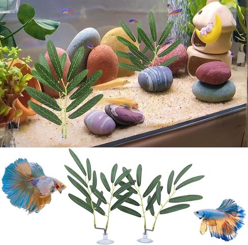 Fish Leaf Pad Suction Cup Tank Accessories Aquarium Décor Simulating Adjustable Plastic Green Plants Betta Natural Playing Spawning Breeding Resting Bed Multi Leaf Design in Kuwait