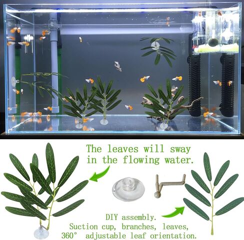 Fish Leaf Pad Suction Cup Tank Accessories Aquarium Décor Simulating Adjustable Plastic Green Plants Betta Natural Playing Spawning Breeding Resting Bed Multi Leaf Design in Kuwait