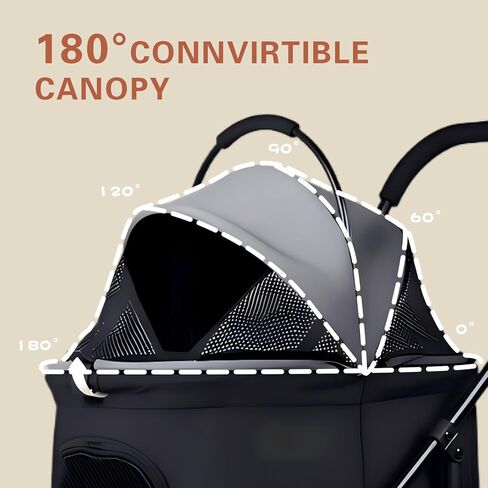 Pet Stroller for Small Dogs with Removable Carrier, Dog Stroller for Medium Dog 20 lbs, 4 Wheels Cats Stroller for 2 Cats with Cup Holder, Easy Assembly, 20-66 lbs Weight Capacity (Grey) in Kuwait