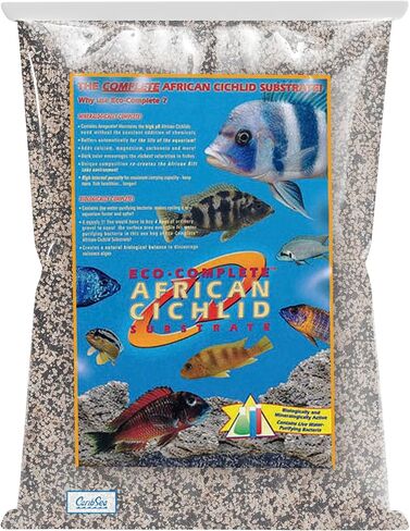 Carib Sea Eco-Complete African Cichlid الركيزة - 20 رطل - الرمال الحية لأحواض السمك - يدعم درجة الحموضة العالية، والمياه العازلة للحياة - مثالية للCichlids الأفريقية in Kuwait