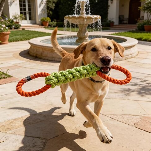 Large Dog Rope Toy for Aggressive Chewers, Durable 2-Knot Cotton Rope for Dental Health, Outdoor Interactive Tug of War Dog Toy for Large and Medium Breeds in Kuwait