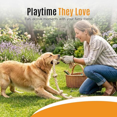 لعبة حبل للكلاب الكبيرة من Ali+Oli Pets للكلاب الكبيرة، حبل شد الحبل القطني شديد التحمل مكون من 5 عقد للمضغ العدواني، لعبة مضغ تفاعلية متينة in Kuwait