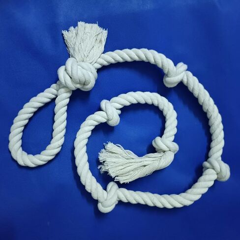 51" Extra Long Dog Rope Tug Toy with Loop Handle – 6-Knot Cotton Rope for Training, Tug-of-War & Interactive Play, Durable for Medium & Large Dogs, Indoor & Outdoor, Washable, White in Kuwait