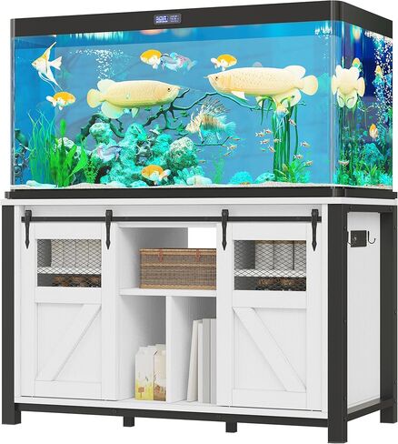 حامل حوض السمك YITAHOME بسعة 55-75 جالون مع منافذ طاقة وإضاءة LED، حامل عرض لخزان السلاحف، تررم الزواحف، حامل خزان أسماك معدني عالي التحمل مناسب لغرفة المعيشة، المدخل، سعة 860 رطل in Kuwait