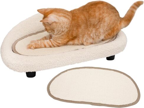 Cat Sisal Scratcher Bed with Refill Pad, Horizontal Scratching Sofa, Sisal Couch for Indoor Cats, Off-White Color in Kuwait