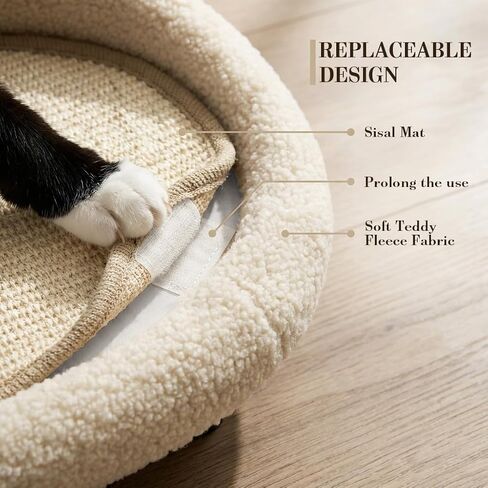 Cat Sisal Scratcher Bed with Refill Pad, Horizontal Scratching Sofa, Sisal Couch for Indoor Cats, Off-White Color in Kuwait