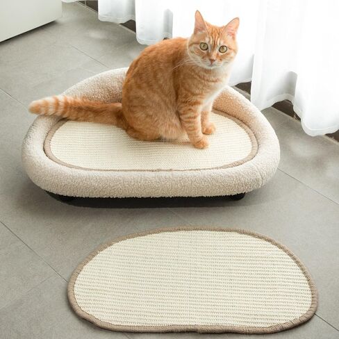 Cat Sisal Scratcher Bed with Refill Pad, Horizontal Scratching Sofa, Sisal Couch for Indoor Cats, Off-White Color in Kuwait