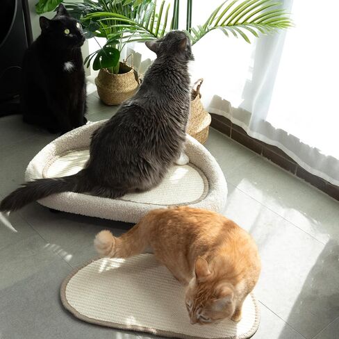 Cat Sisal Scratcher Bed with Refill Pad, Horizontal Scratching Sofa, Sisal Couch for Indoor Cats, Off-White Color in Kuwait