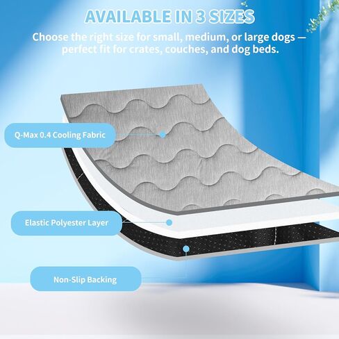 Dog Cooling Mat Q-Max>0.4 Self Cool Pad for Dogs and Cats with Anti-Slip Bottom, Washable Portable Pet Sleeping Pad for Summer，Larger Size 39.4" *27.6" in Kuwait