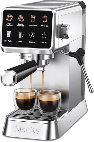 Mecity 20 Bar Espresso Machine with Milk Frother, Touchscreen Coffee Maker for Espresso, Americano & Over Ice Coffee, Compact Stainless Steel Latte & Cappuccino Maker in Kuwait